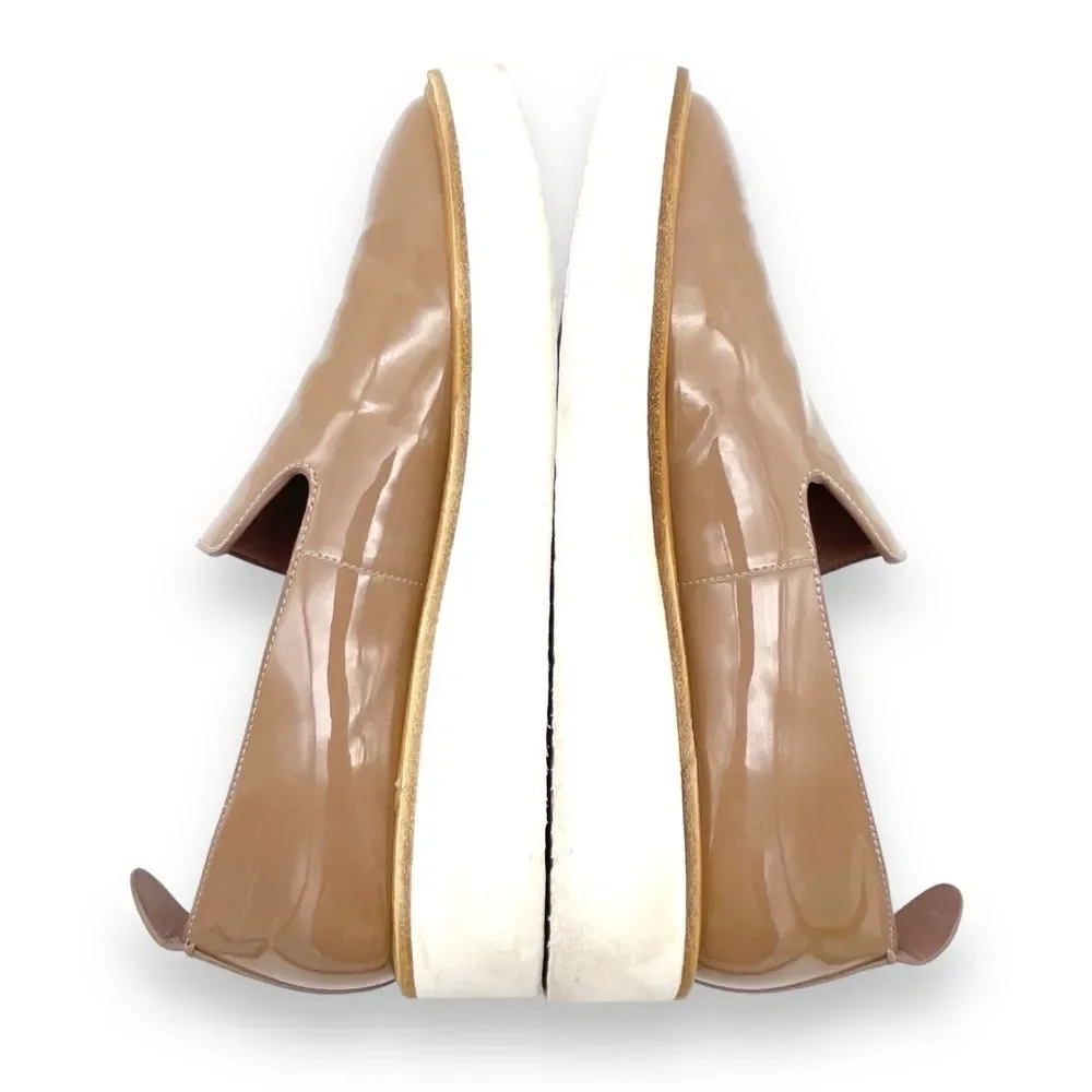 Vince Sanders Patent Leather Platform Slip On Sneakers Taupe Antique Rose Size 6
